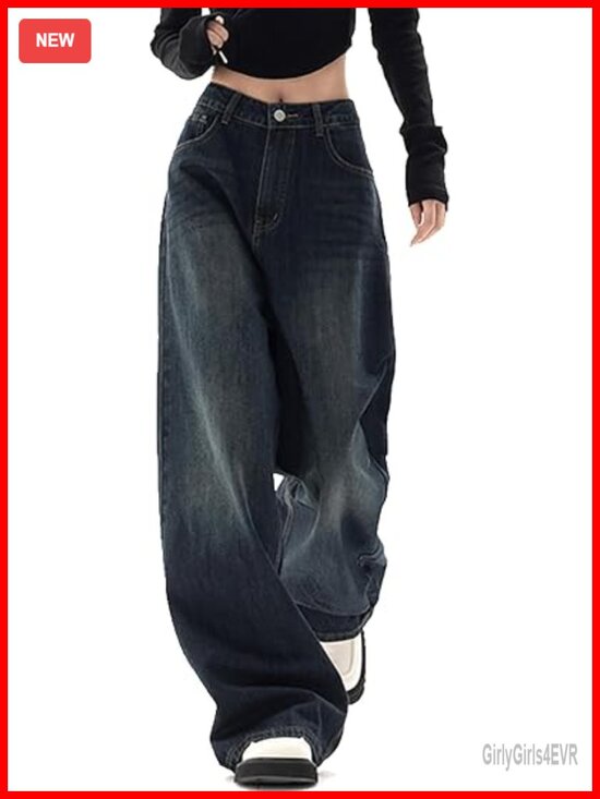 Denim - High Waist Wide Leg Baggy Jeans Y2K Vintage Boyfriend Denim Pants Women